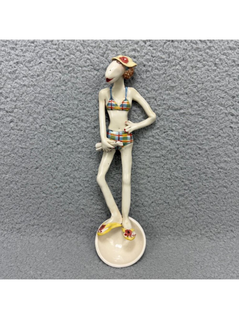 Laura Wilensky Porcelain Figurine Spoon 10" Signed Handmade Art 1981 Vintage